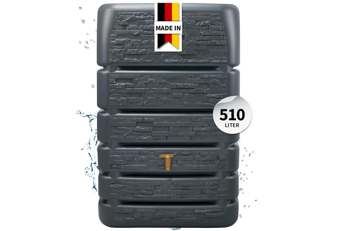 4rain Regentonne SLIM STONE DECOR Mauertank 510 Liter graphite grey - Bild 2