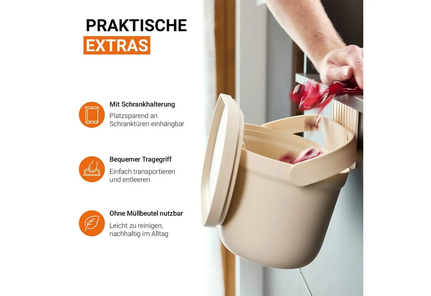 GARANTIA Biomülleimer NOVA 5 Liter sandbeige mit Innensieb - Bild 5