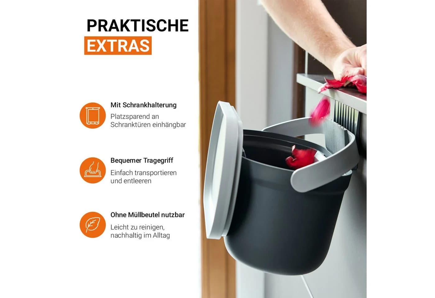 Garantia Biomülleimer NOVA 5 Liter mit Innensieb und Deckel grau - Bild 5