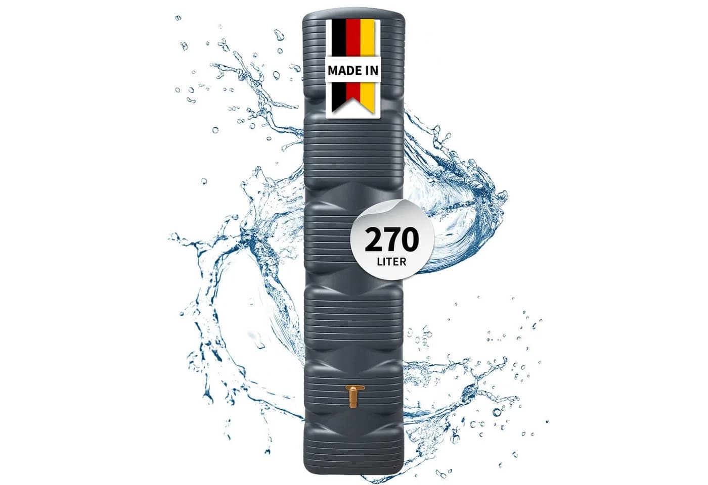 4rain Regentonne QUADRO Wandtank 270 Liter Anthrazit - Bild 2
