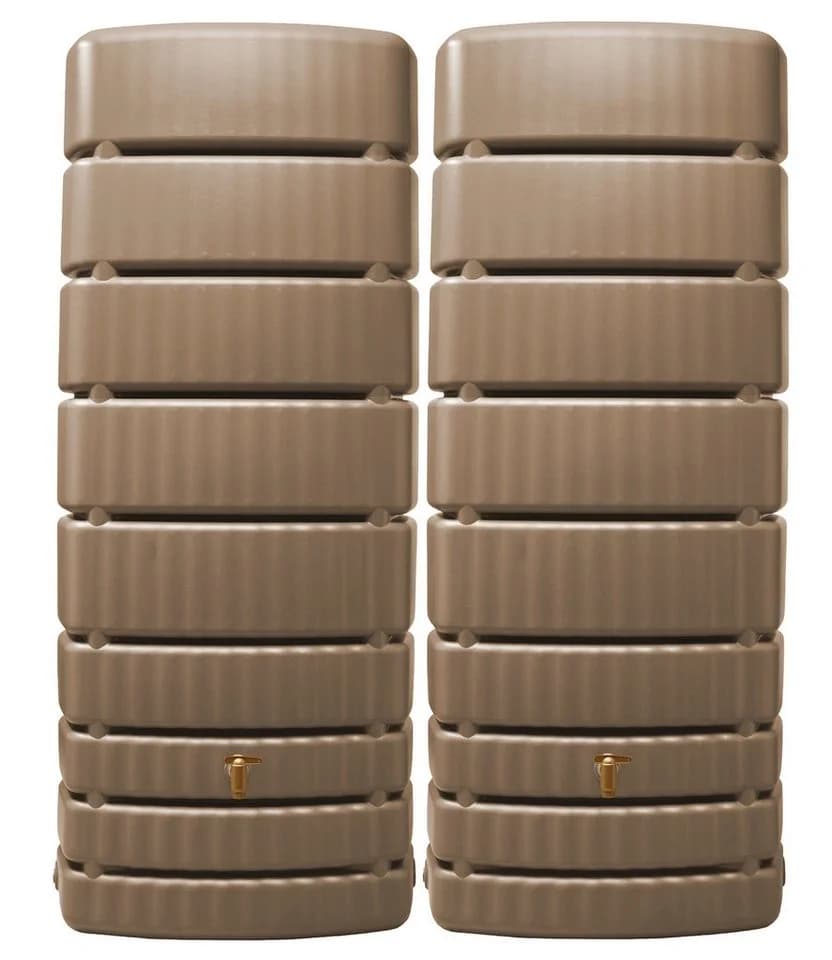 4rain Regentonne SLIM Wandtank-Set 1000 L taupe