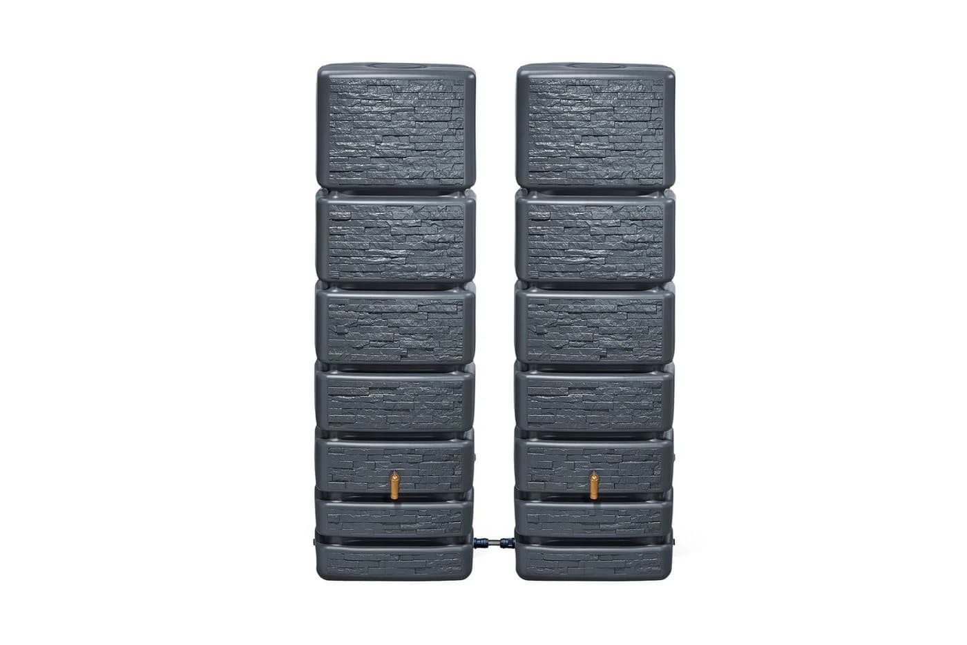 4rain Regentonne SLIM STONE DECOR Wandtank-Set 700 L graphite grey