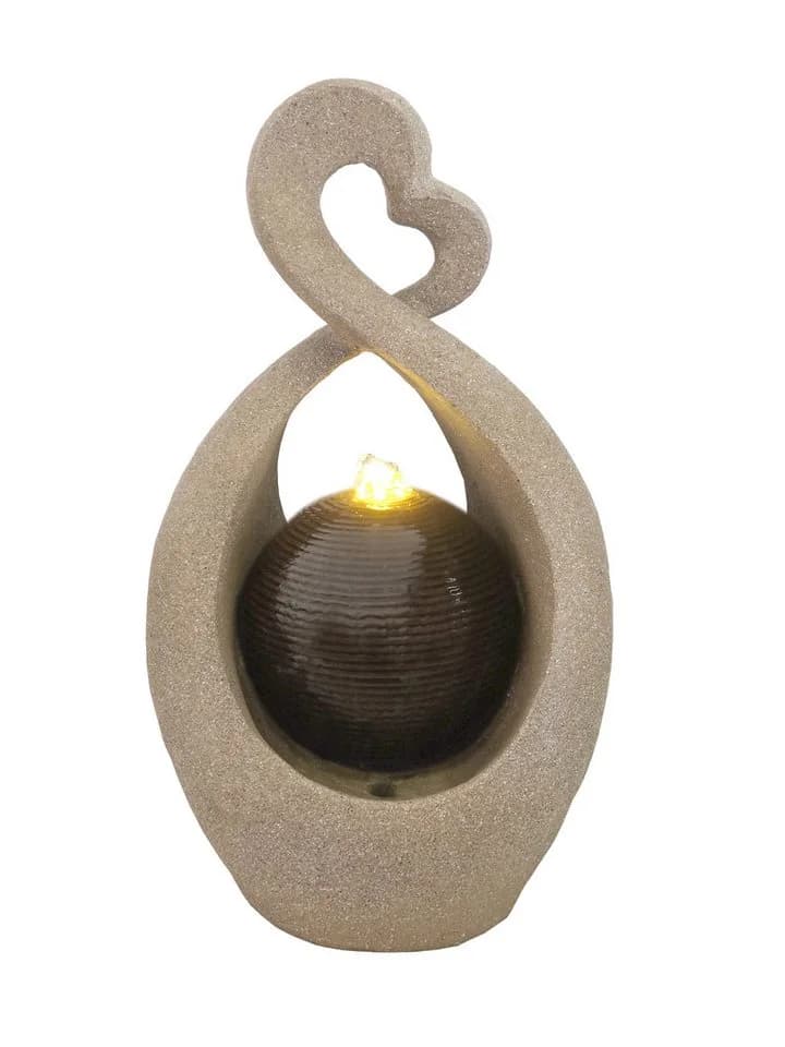 Wehmann Gartenbrunnen Romantik Herzform Grau mit LED-Beleuchtung