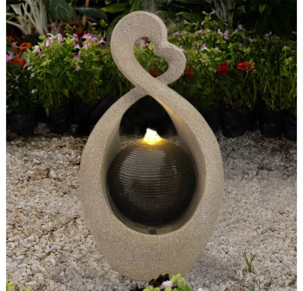Wehmann Gartenbrunnen Romantik Herzform Grau mit LED-Beleuchtung - Bild 3