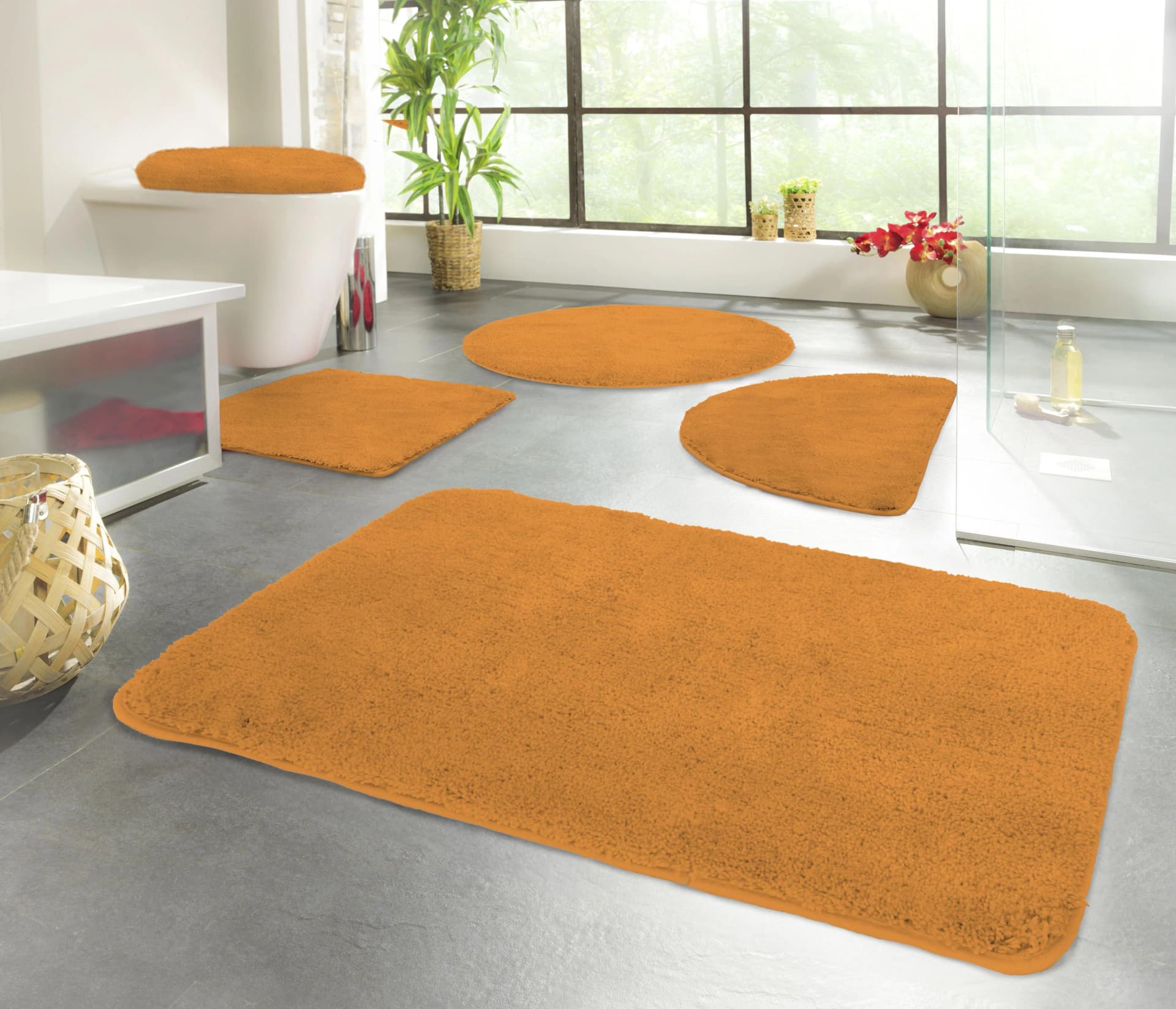 KINZLER Badematte Chaozhou Terrakotta 90cm Rund Polyester