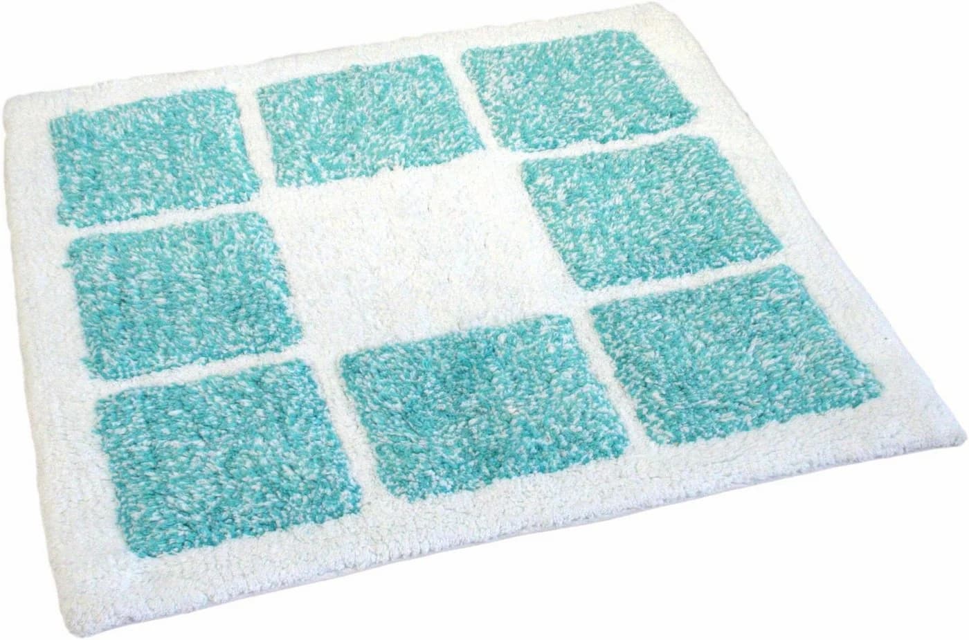 MESANA Badematte Karo Melange Aqua 100% Baumwolle - Bild 3