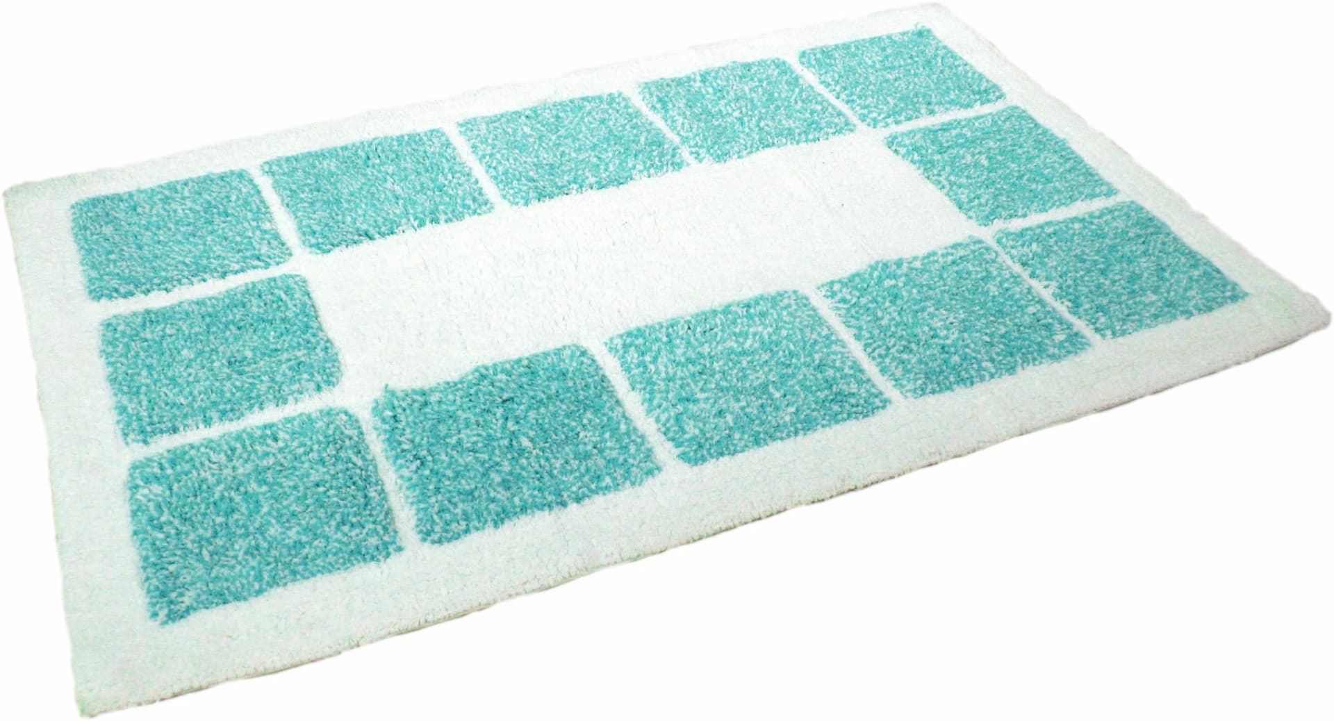 MESANA Badematte Karo Melange Aqua 100% Baumwolle - Bild 4