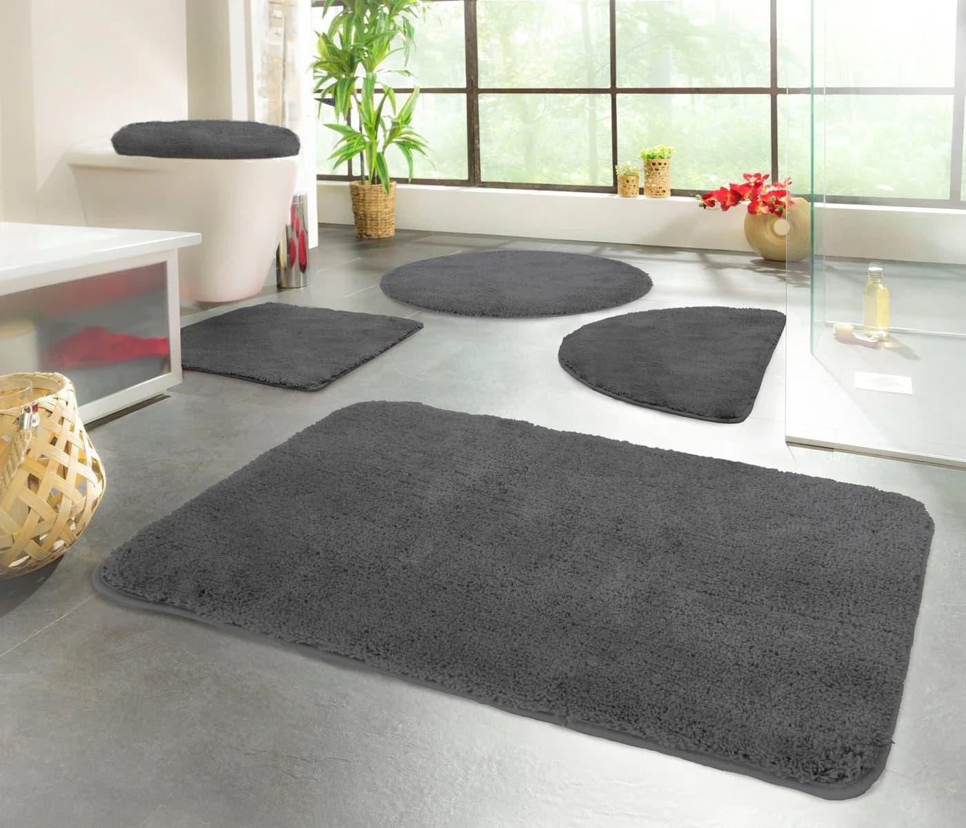 KiNZLER Badematte Chaozhou 2er-Set Anthrazit Polyester - Bild 2