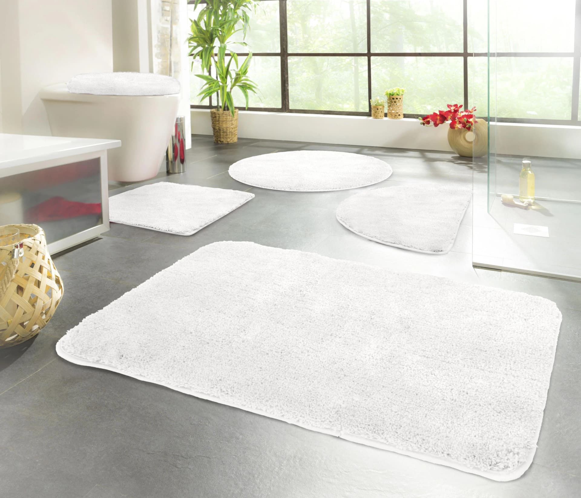 Kinzler Badematte Set Chaozhou Weiß 20mm Flor