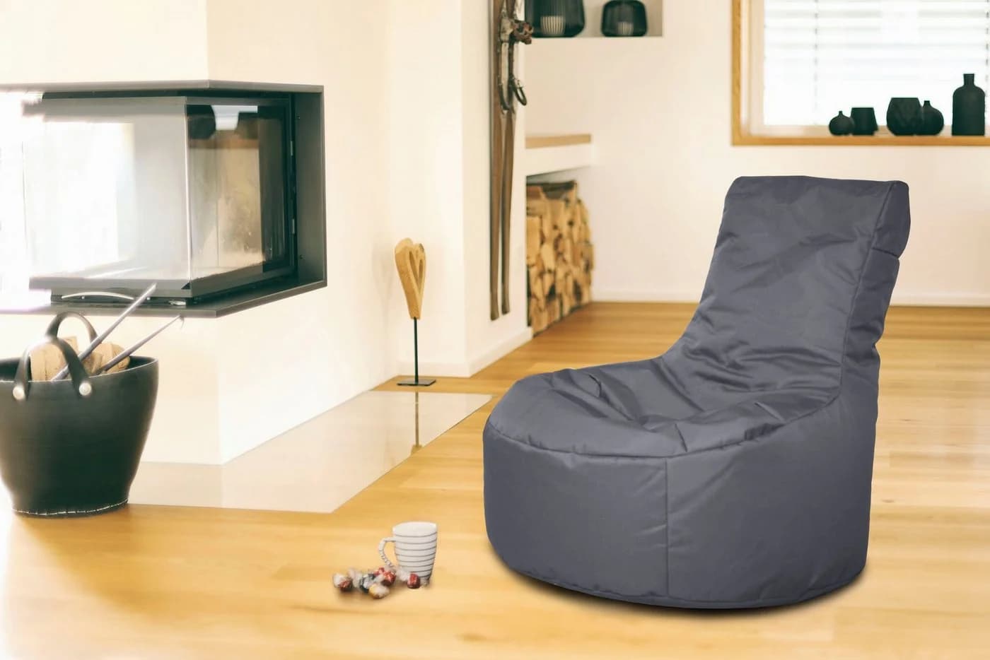 KINZLER Sitzsack Chilly Anthrazit Polyester mit Rückenlehne