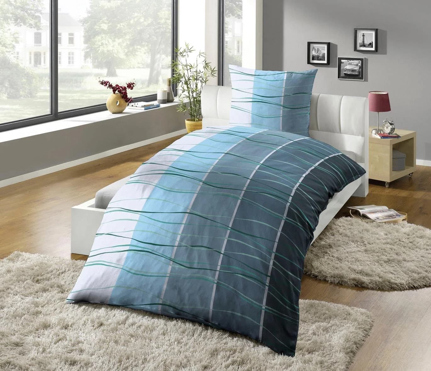 KINZLER Bettwäsche Ocean Bunt Gestreift Poly-Cotton 2-tlg.