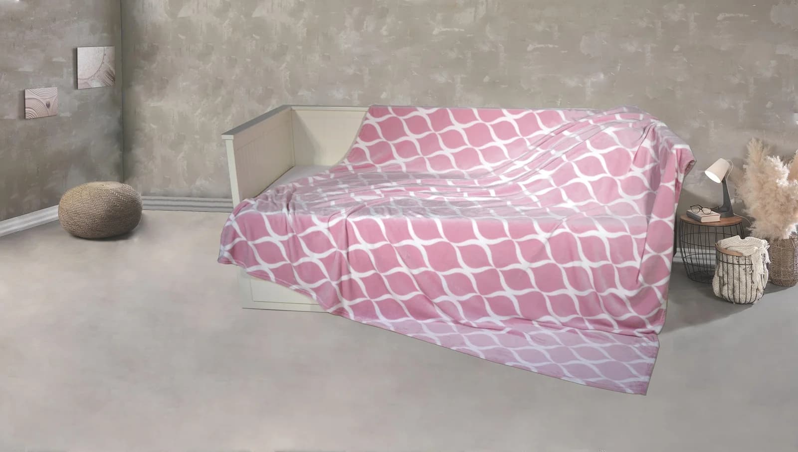 Kinzler Wohndecke XXL Mikrofaser Rosa Welle 220x240 cm