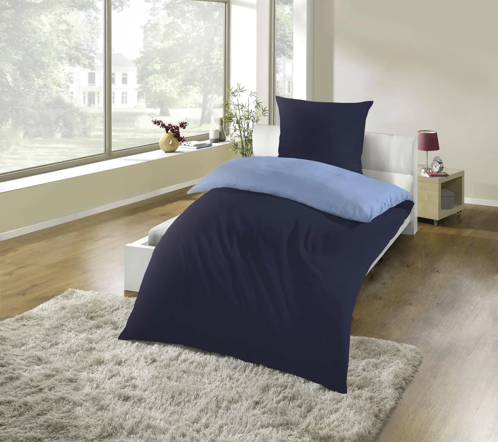 KINZLER Wendebettwäsche Mikrofaser Cashmere Touch Blau