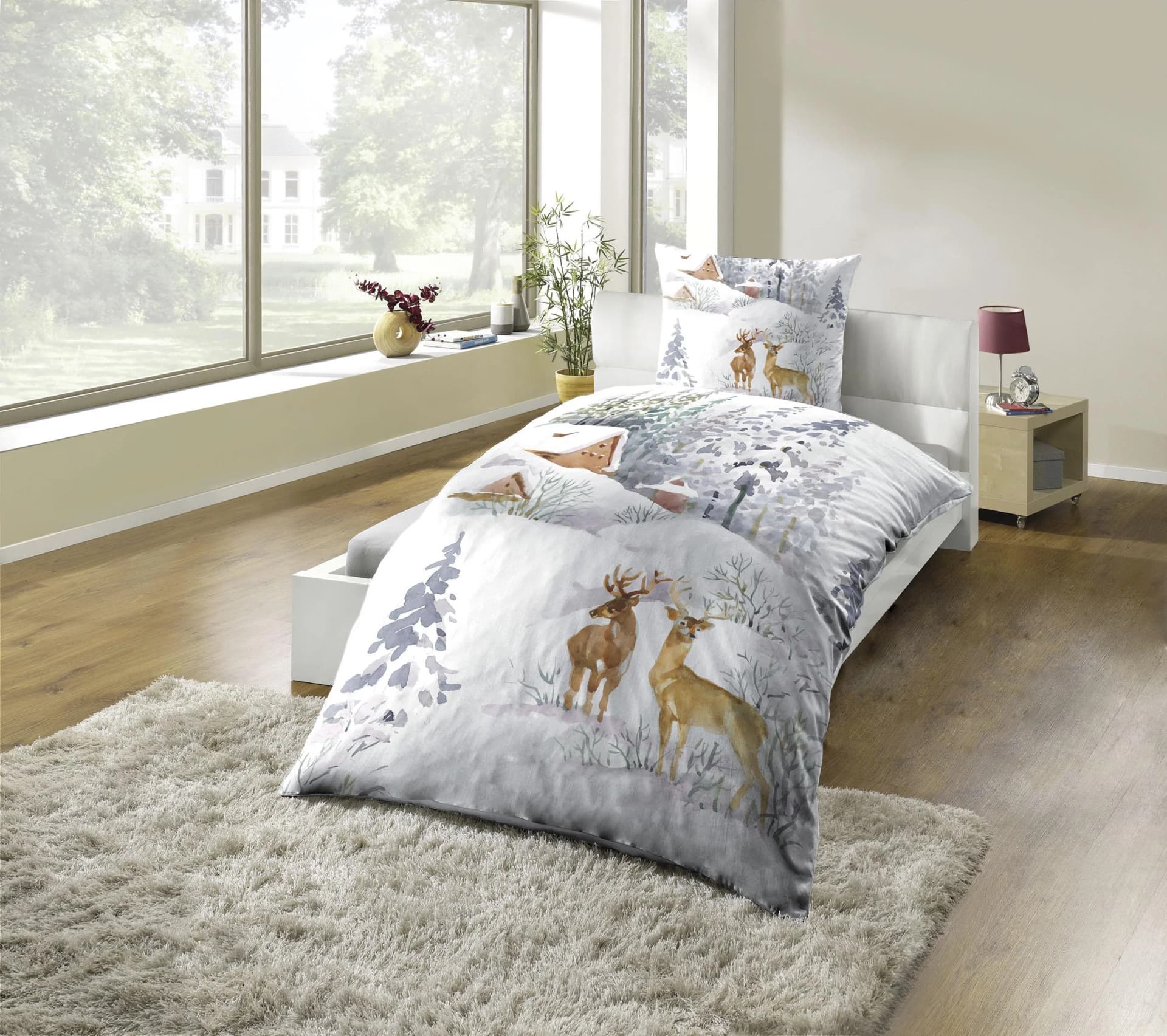 KINZLER Polycotton Flanell Bettwäsche Bunt Winterlandschaft