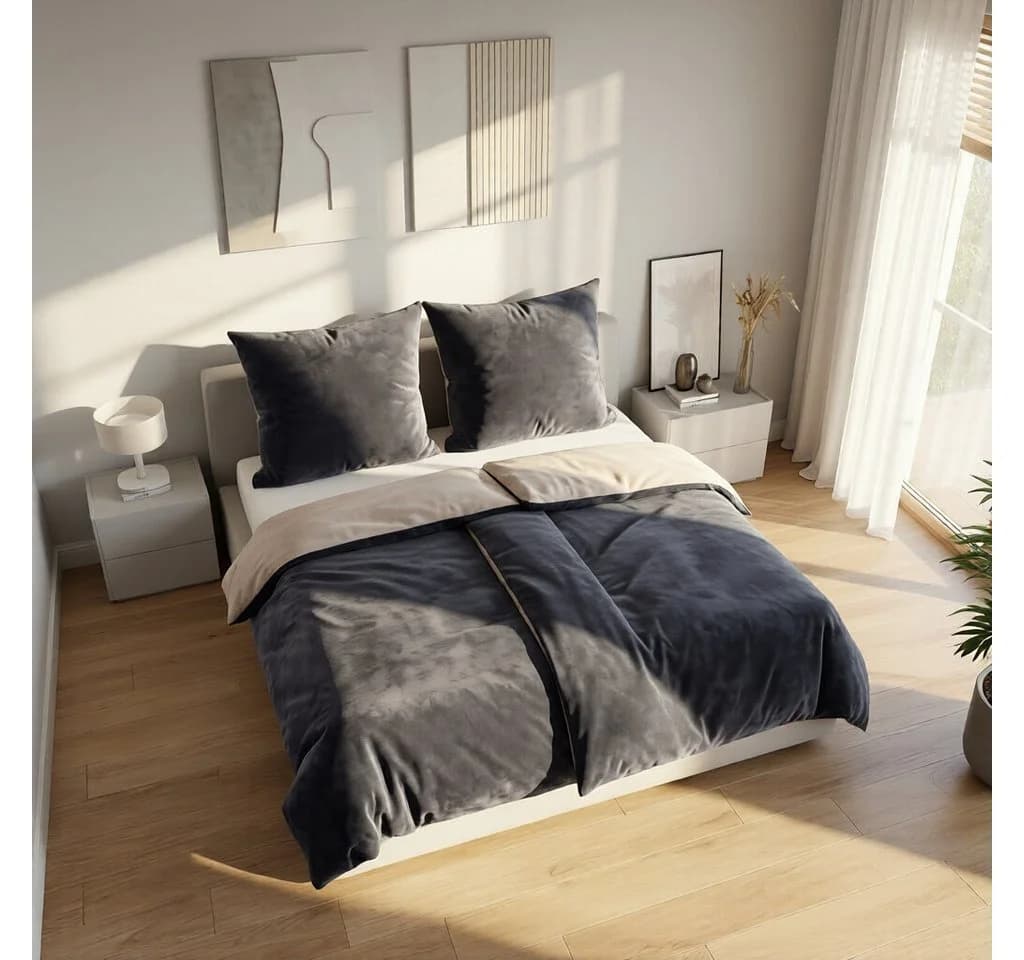 KiNZLER Wendebettwäsche Cashmere Touch Microfaser Anthrazit-Taupe