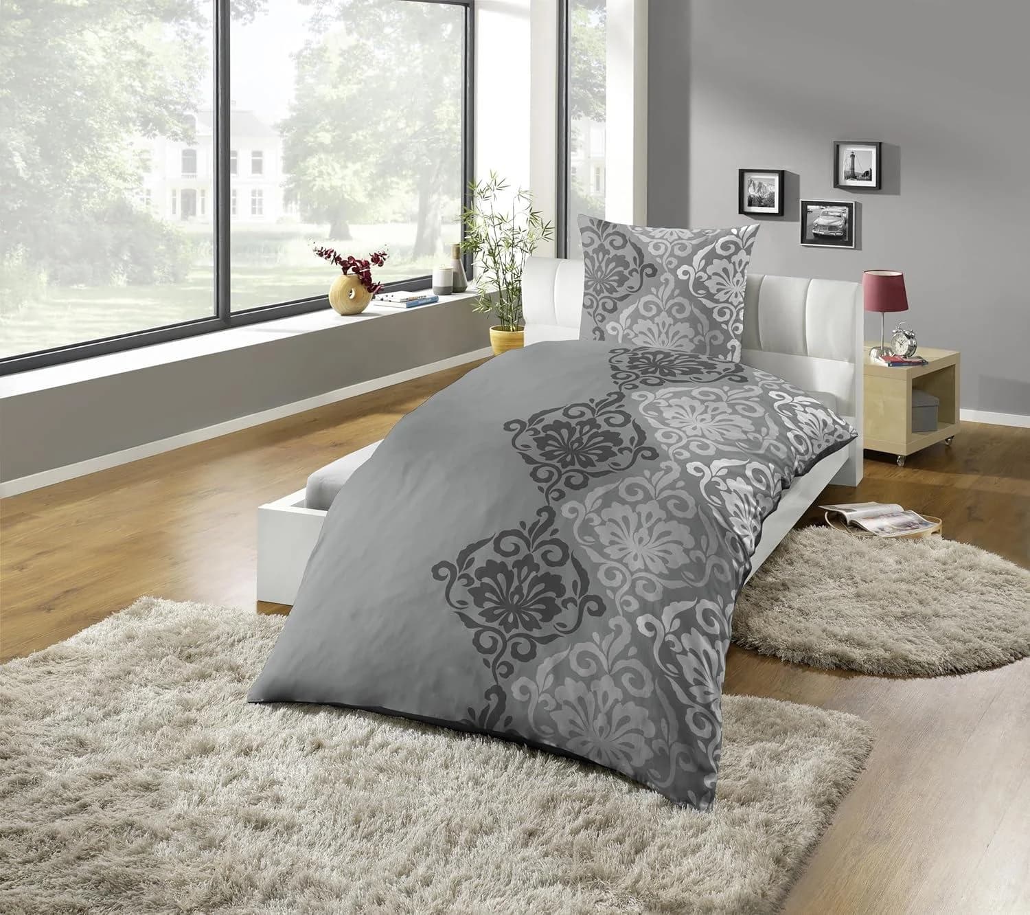 KINZLER Bettwäsche Polycotton Flanell Anthrazit 2-tlg.