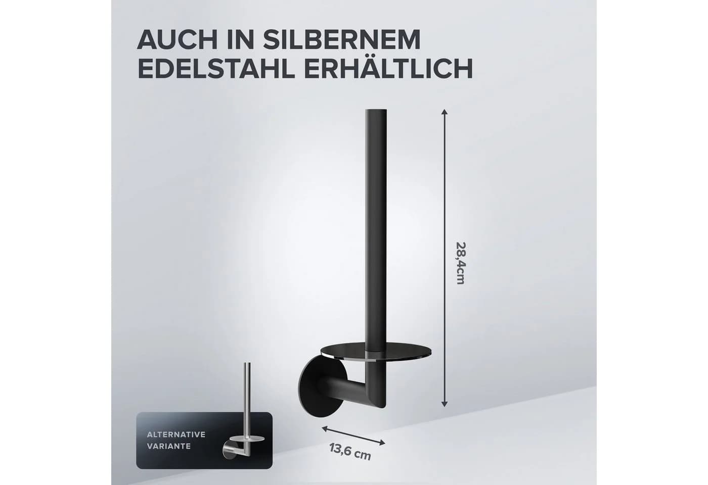 ovimar Toiletten-Ersatzrollenhalter Runde Schwarz Edelstahl - Bild 3