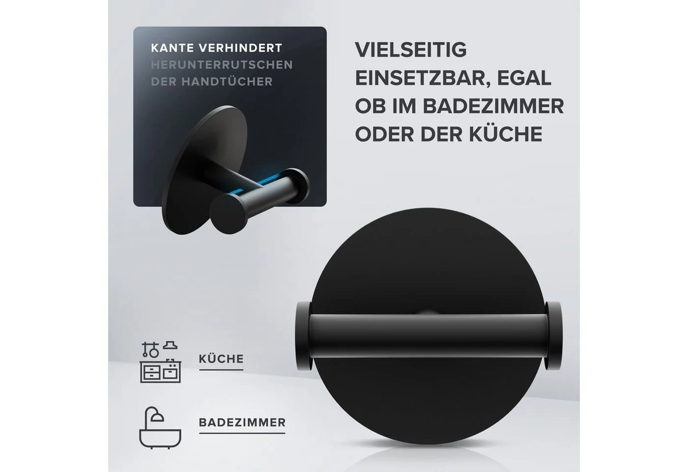 ovimar Handtuchhaken Vigra, 1-St., Edelstahl Schwarz Zum Kleben