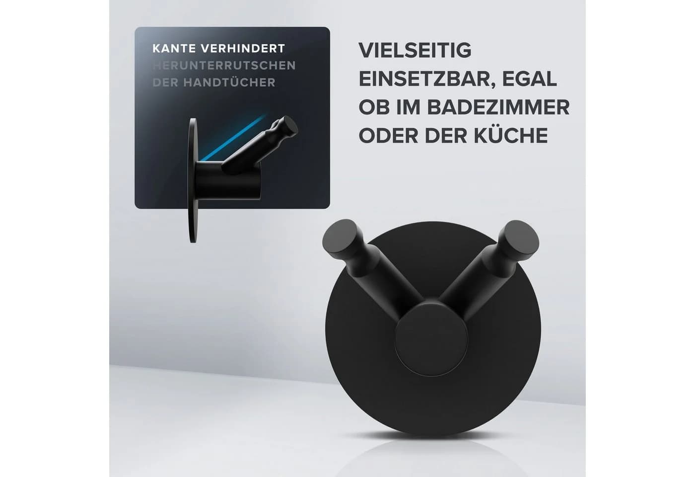 ovimar Handtuchhaken Aldra Schwarz aus Edelstahl zum Kleben