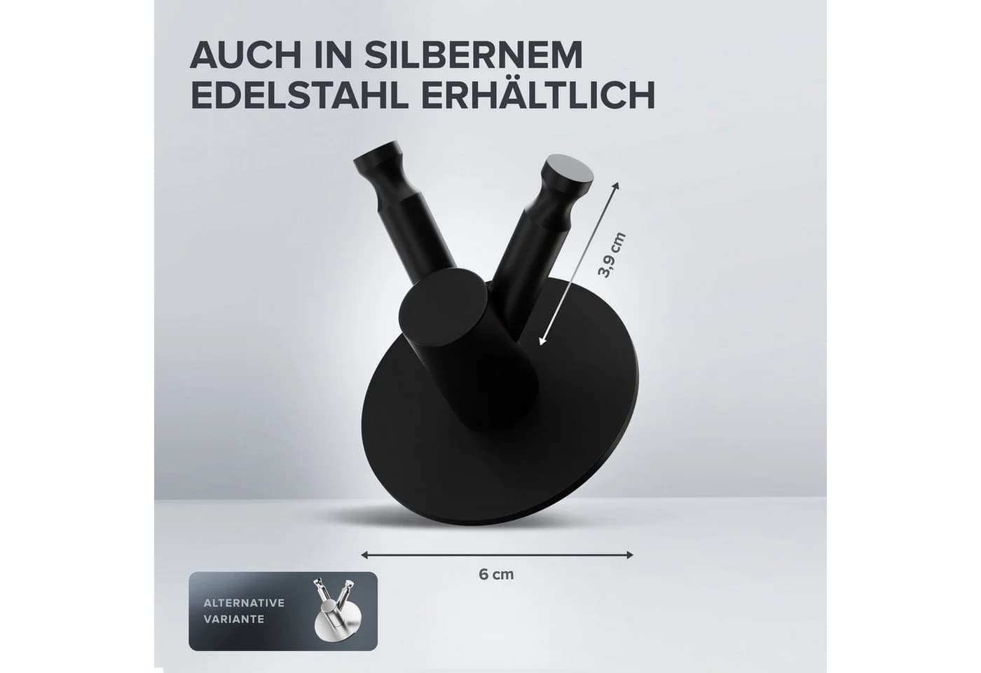 ovimar Handtuchhaken Aldra Schwarz aus Edelstahl zum Kleben - Bild 3