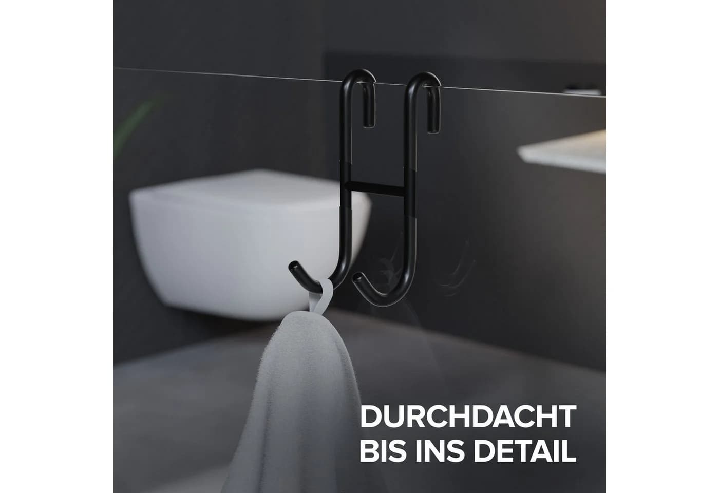 ovimar Handtuchhaken Donna 2er Pack Schwarz Edelstahl - Bild 5