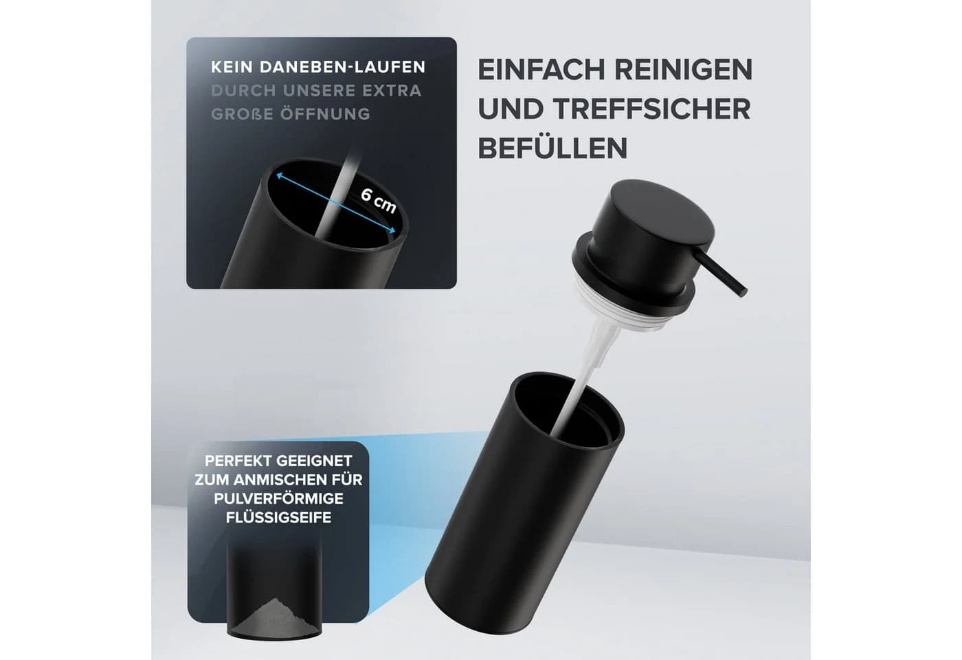 ovimar Seifenspender 1-tlg. Edelstahl Schwarz Modern