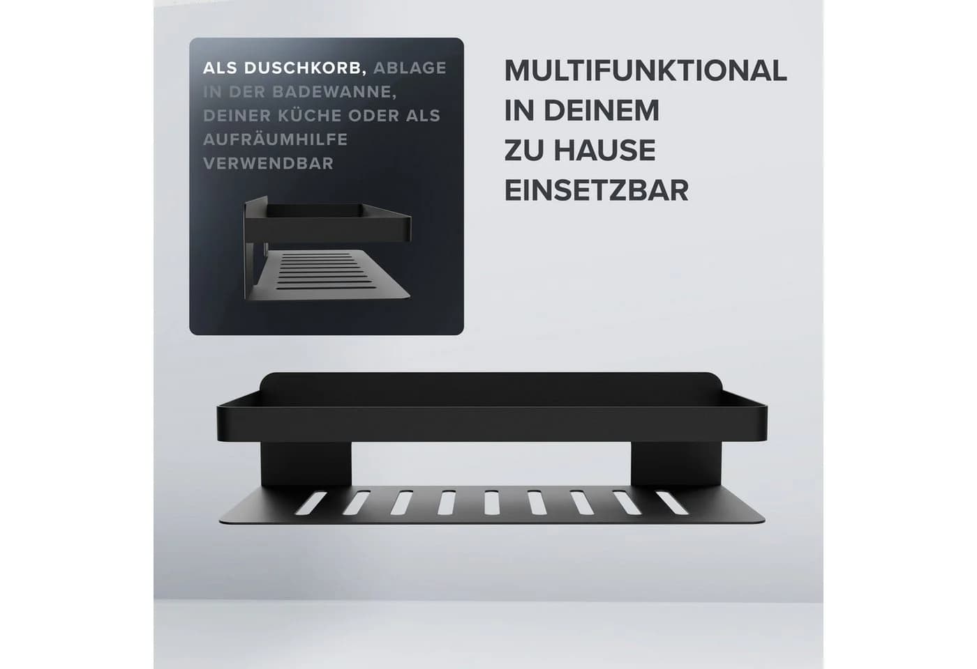 ovimar Duschkorb Hinnoya 1 St. Edelstahl Schwarz Klebbar
