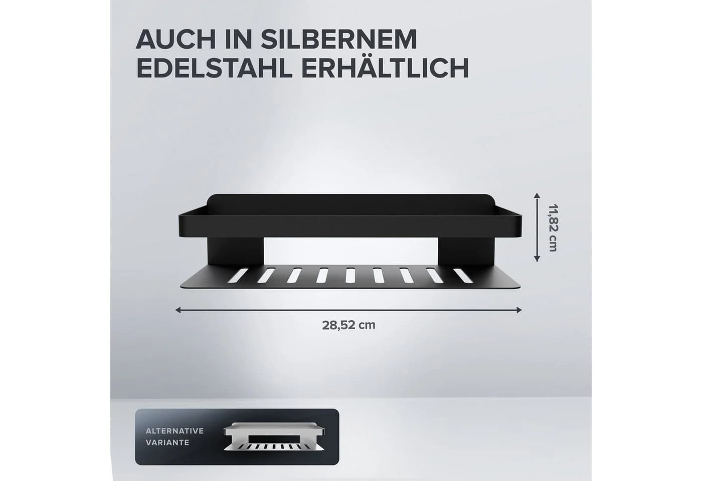 ovimar Duschkorb Hinnoya 1 St. Edelstahl Schwarz Klebbar - Bild 3