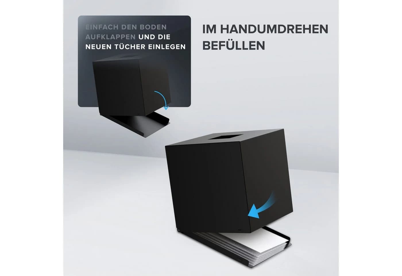 ovimar Papiertuchbox aus Edelstahl in Schwarz
