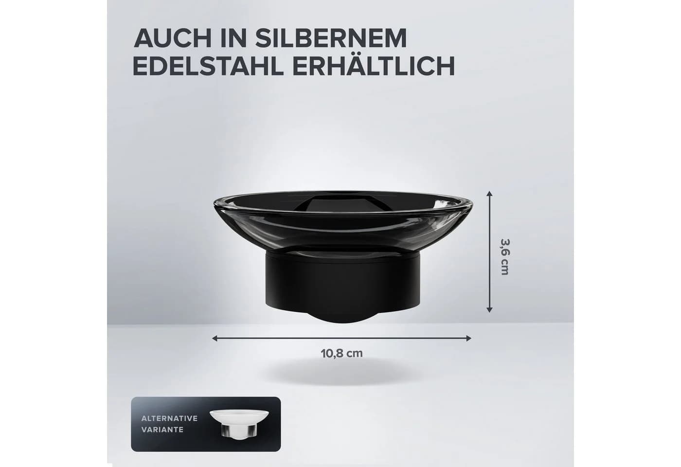 ovimar Seifenschale Nederlandsoya Schwarz Edelstahl zum Kleben - Bild 3