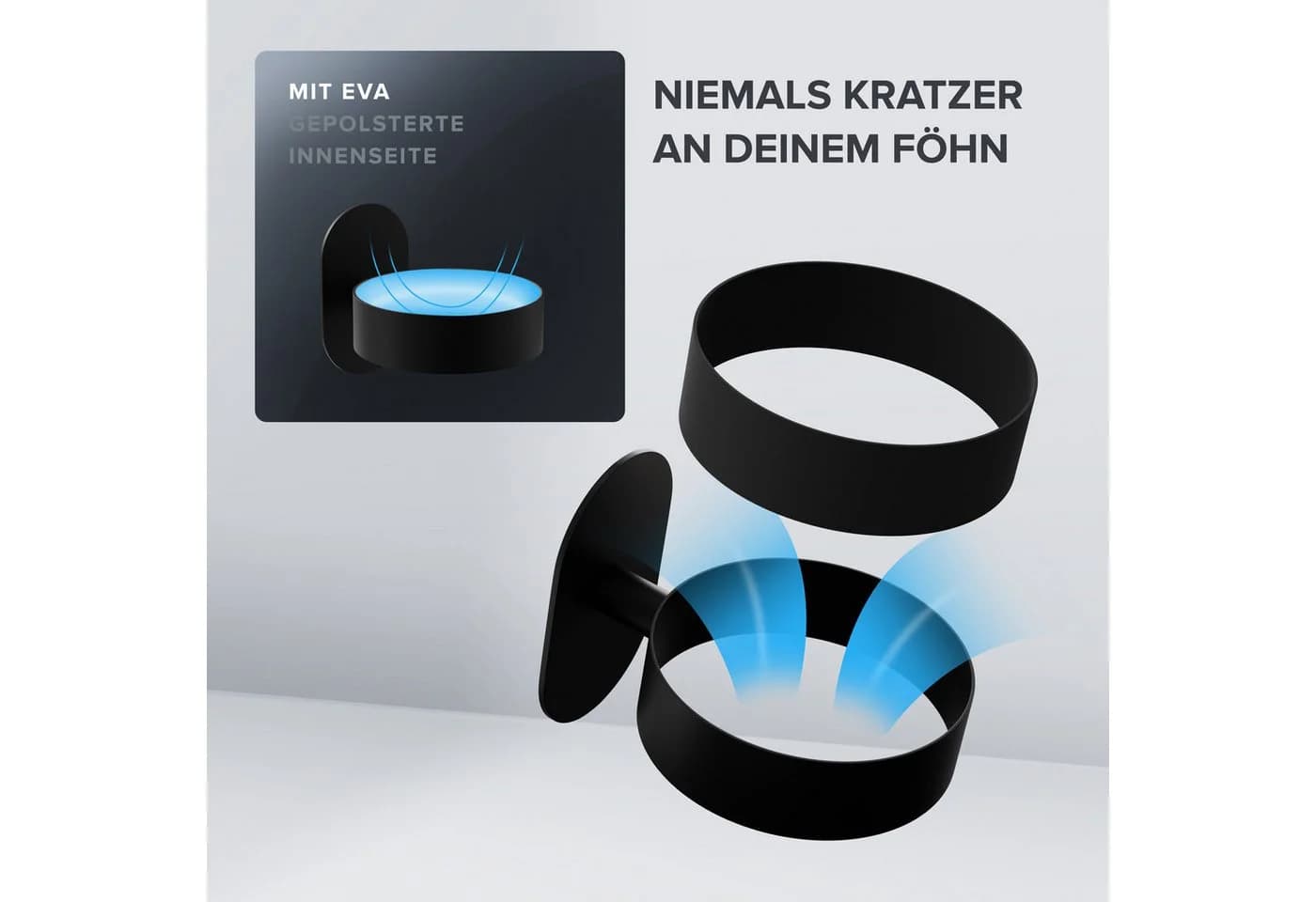 ovimar Haartrocknerhalter Kvitoya Schwarz Edelstahl Klebebefestigung