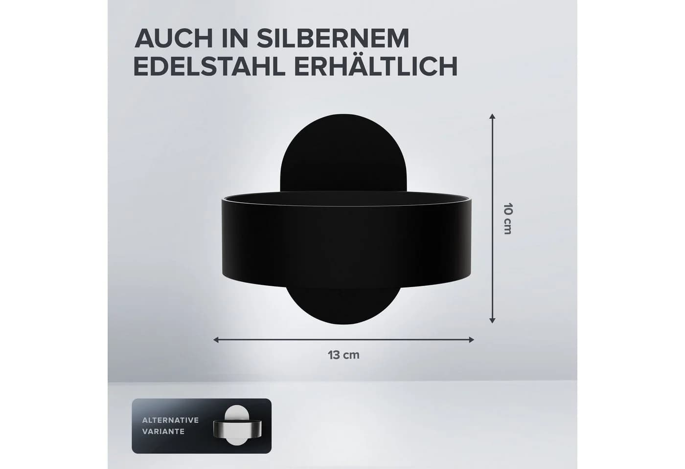 ovimar Haartrocknerhalter Kvitoya Schwarz Edelstahl Klebebefestigung - Bild 3