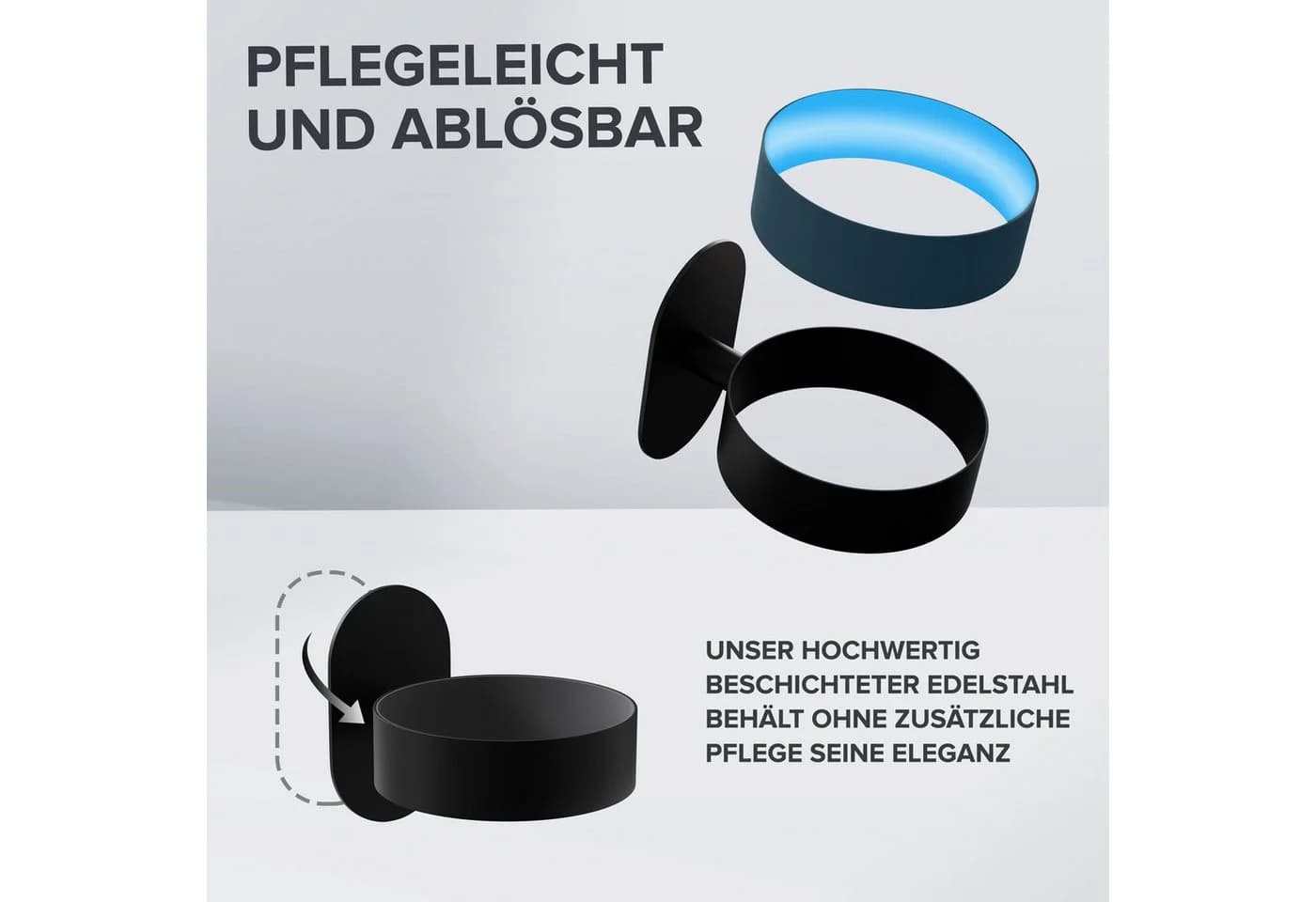 ovimar Haartrocknerhalter Kvitoya Schwarz Edelstahl Klebebefestigung - Bild 4