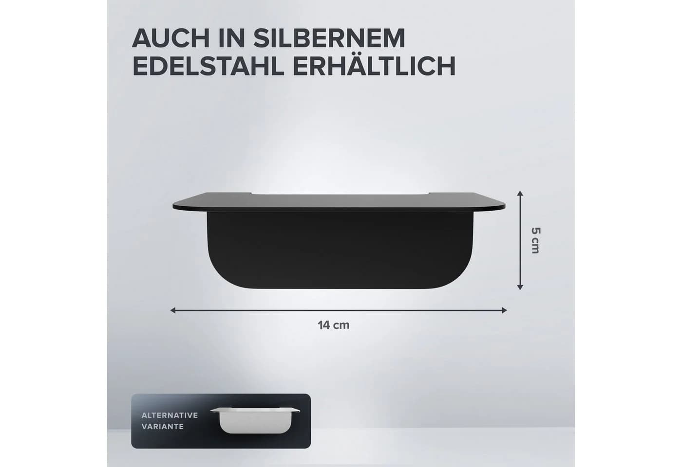 ovimar Badregal Gimsoya 1-tlg. Edelstahl Schwarz Klebe - Bild 3