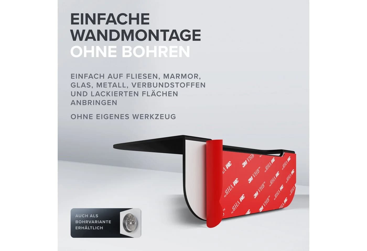 ovimar Badregal Gimsoya 1-tlg. Edelstahl Schwarz Klebe - Bild 5