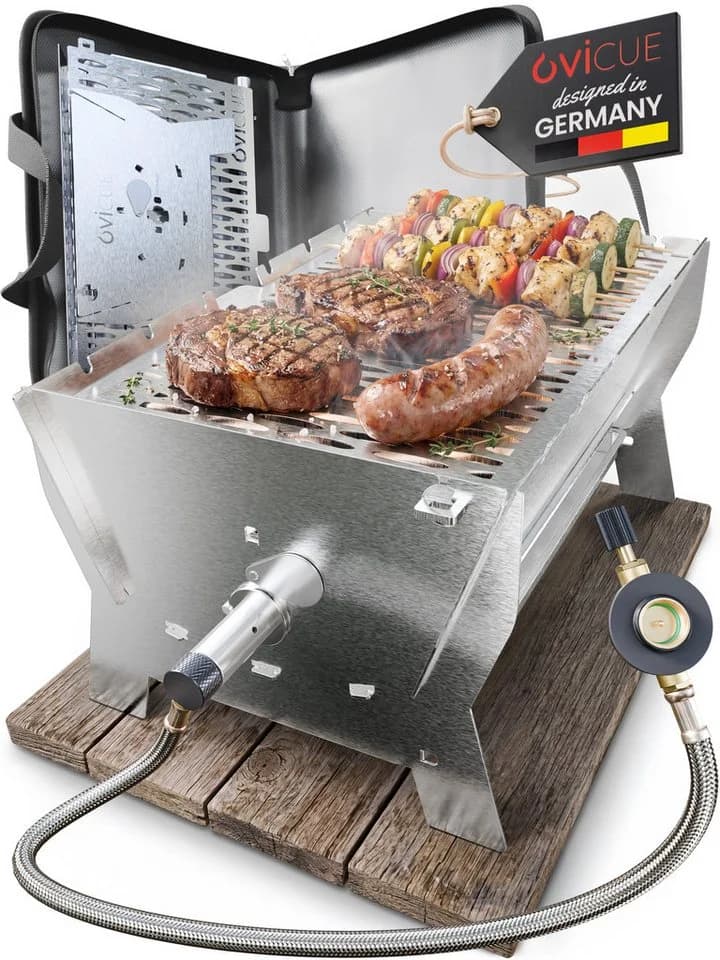 ovicue Gasgrill Steckbarer mobiler Tischgrill Gr. L Edelstahl - Bild 2