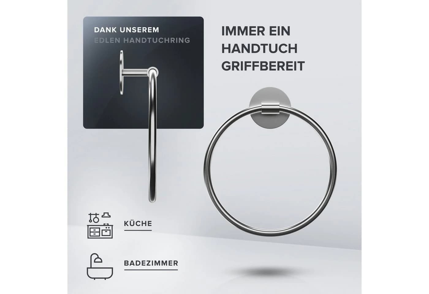 ovimar Handtuchring Bovbjerg Edelstahl Silber Kleben