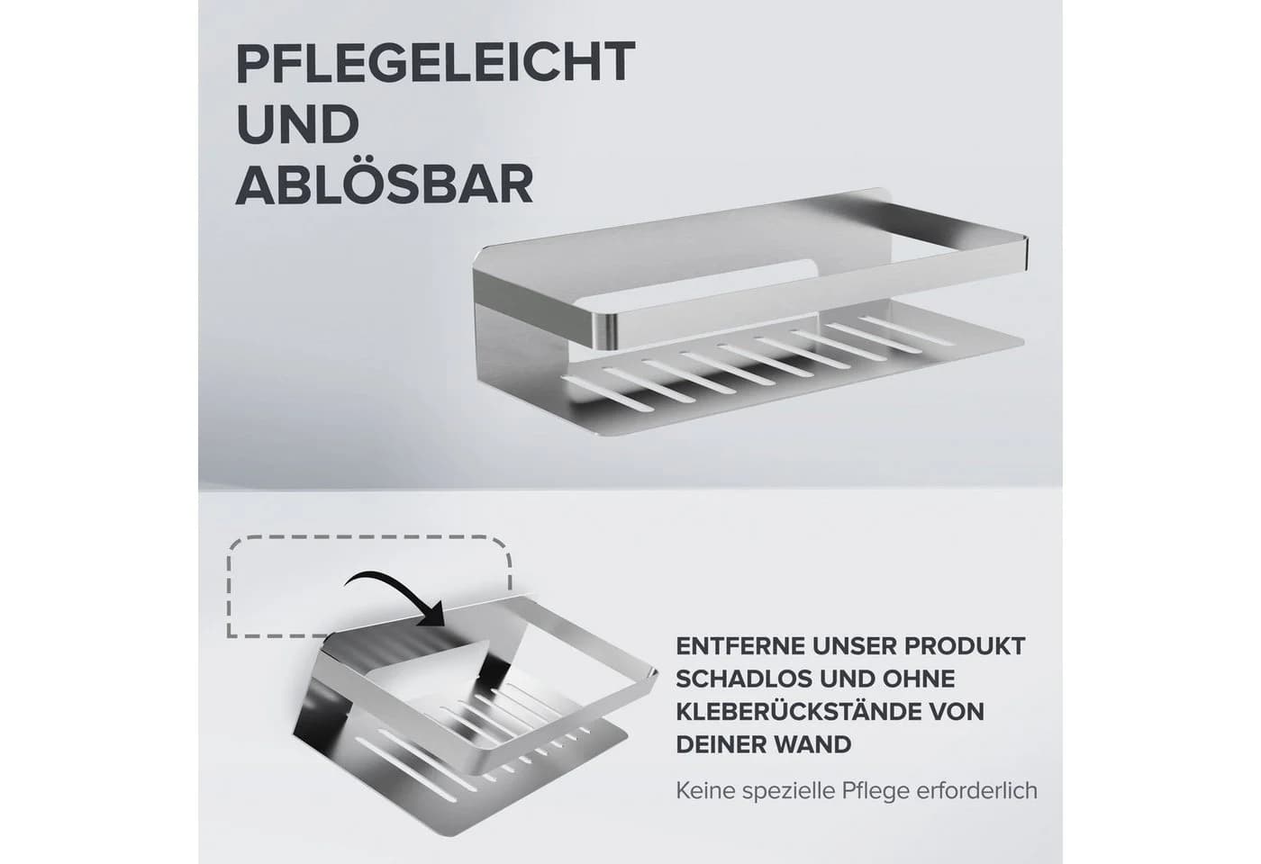 ovimar Duschkorb Christianso aus Edelstahl Silber zum Kleben - Bild 4