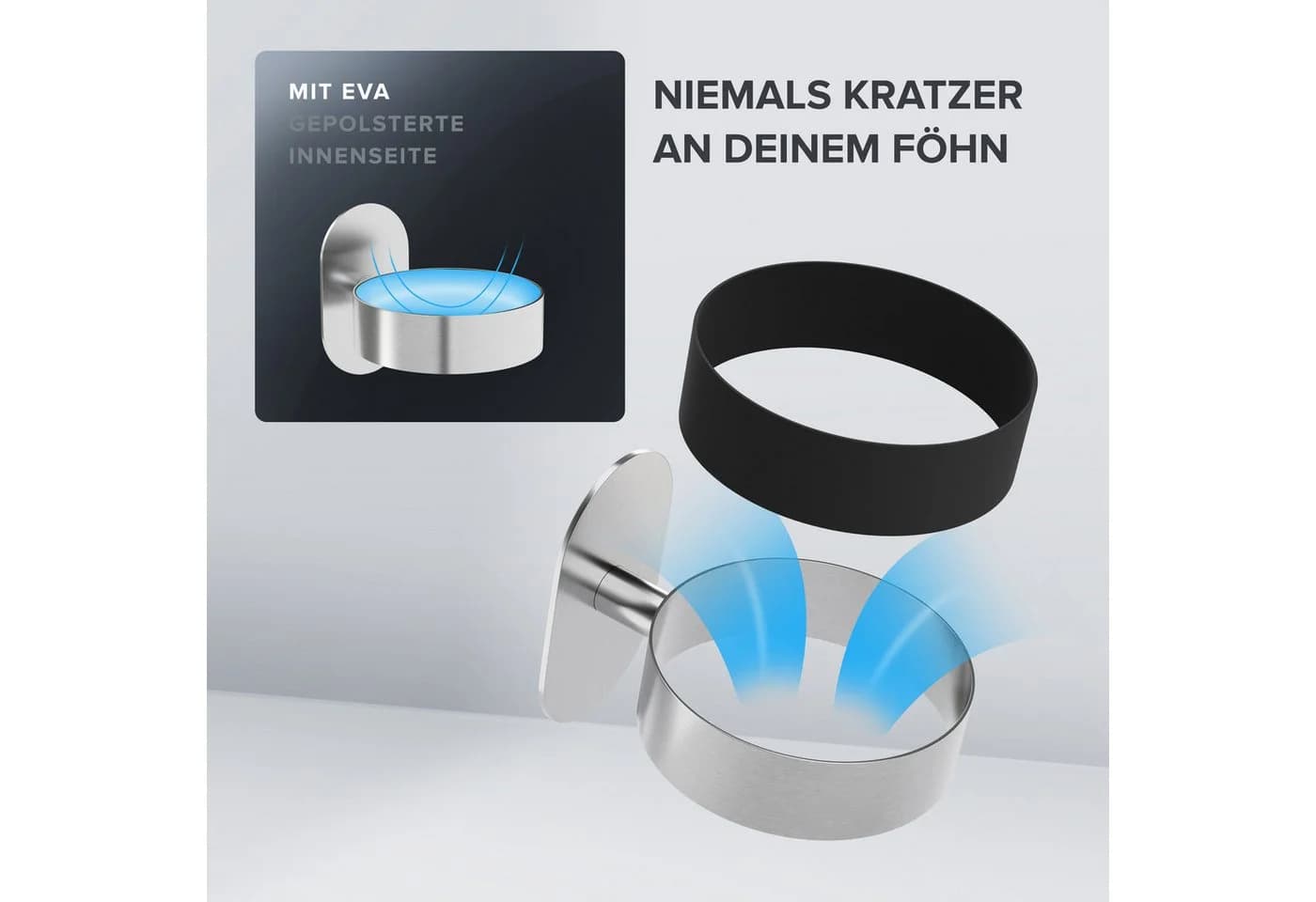 ovimar Haartrocknerhalter Glyngore Edelstahl Silber