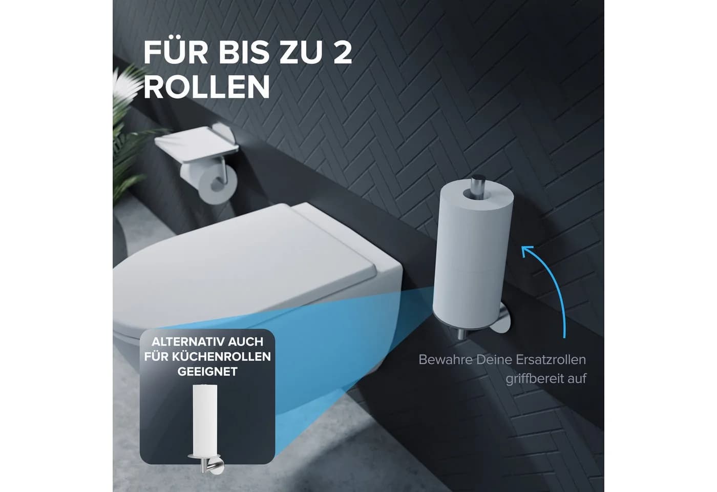 ovimar Toiletten-Ersatzrollenhalter Hesselo Edelstahl Silber zum Kleben