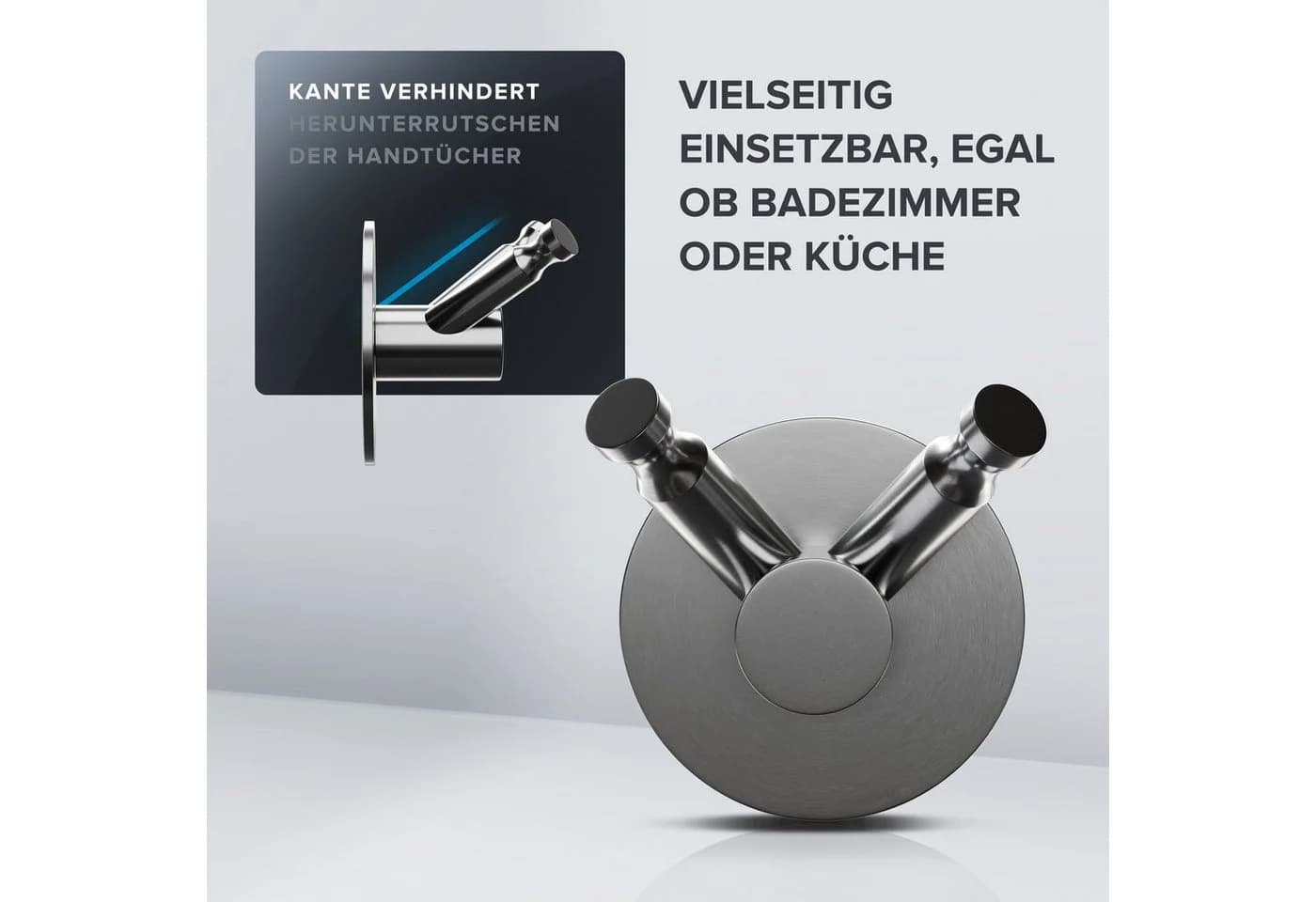 ovimar Handtuchhaken Hjelm Edelstahl Silber zum Kleben