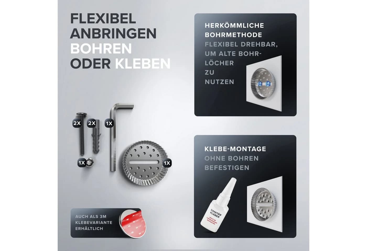 ovimar Handtuchhaken Hjelm Edelstahl Silber zum Kleben - Bild 3