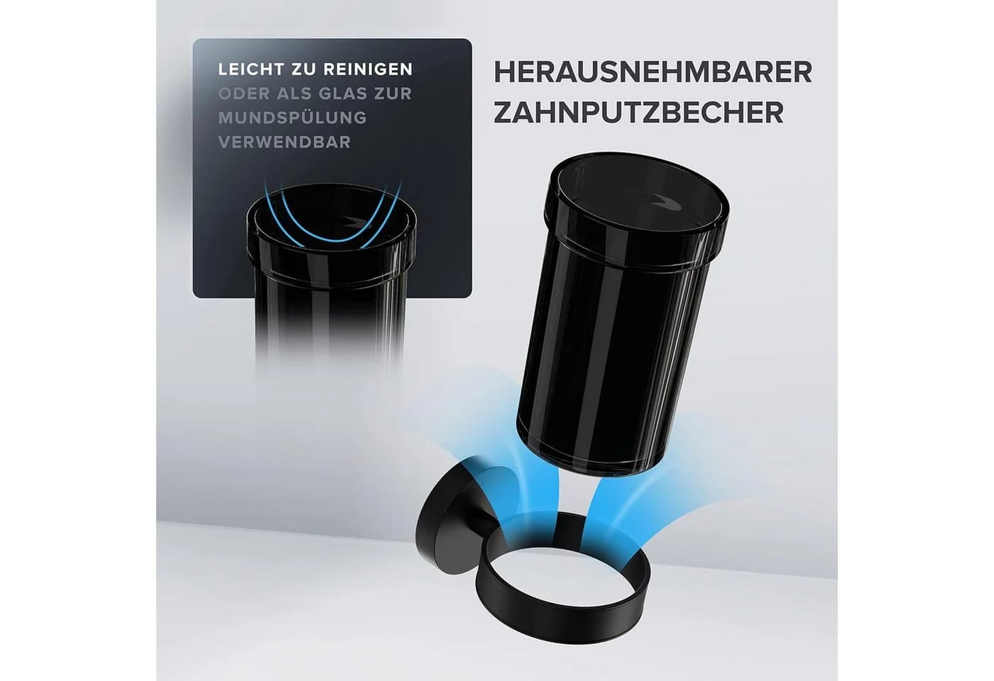 ovimar Zahnputzbecher Schwarz Edelstahl zum Bohren - Bild 3