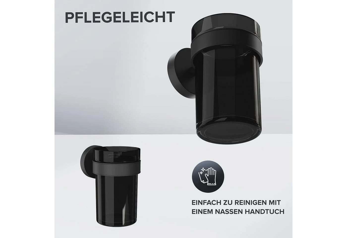 ovimar Zahnputzbecher Schwarz Edelstahl zum Bohren - Bild 5