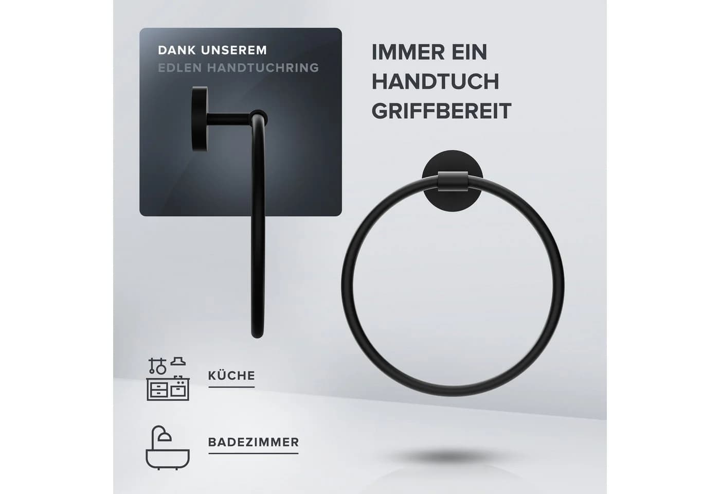 ovimar Handtuchring Halsnoy Edelstahl Schwarz Bohrbar