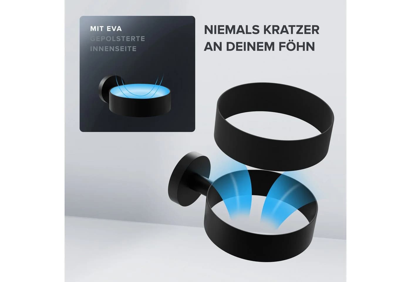 ovimar Haartrocknerhalter Kvitoya, Schwarz, Edelstahl