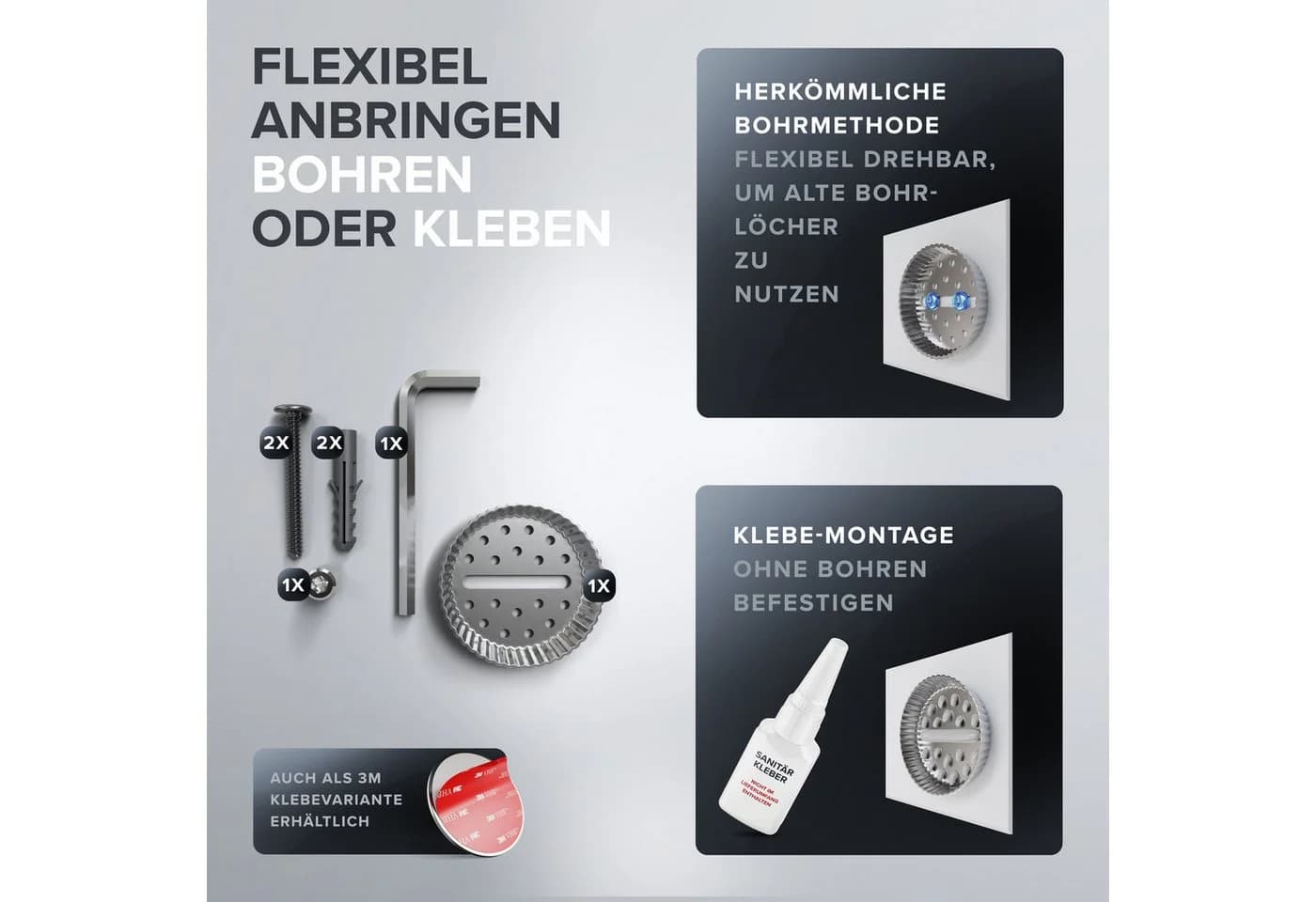 ovimar Handtuchhaken Strib Edelstahl Silber Bohren - Bild 3
