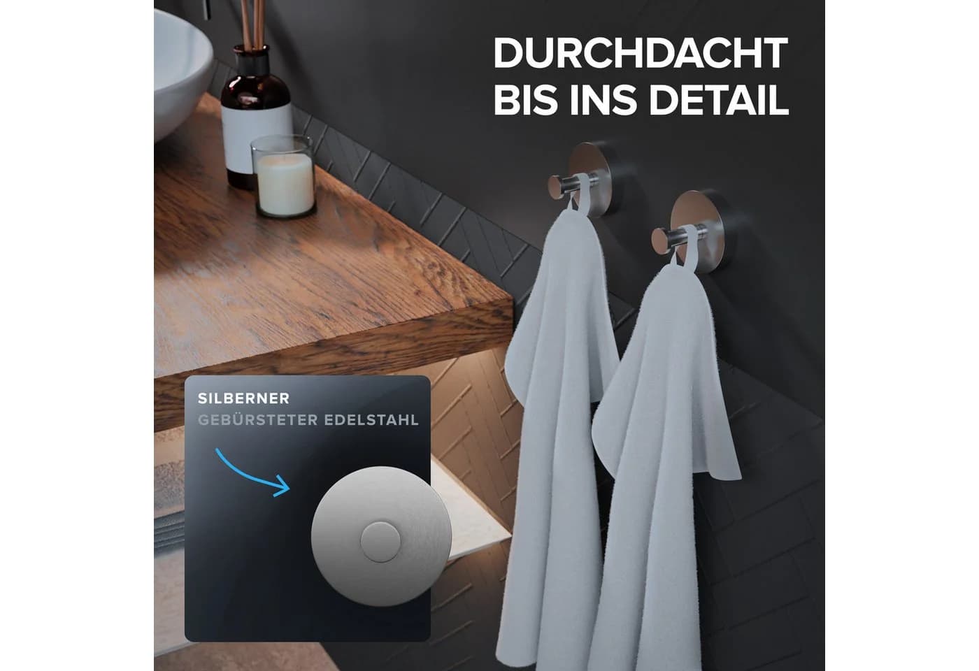 ovimar Handtuchhaken Strib Edelstahl Silber Bohren - Bild 5