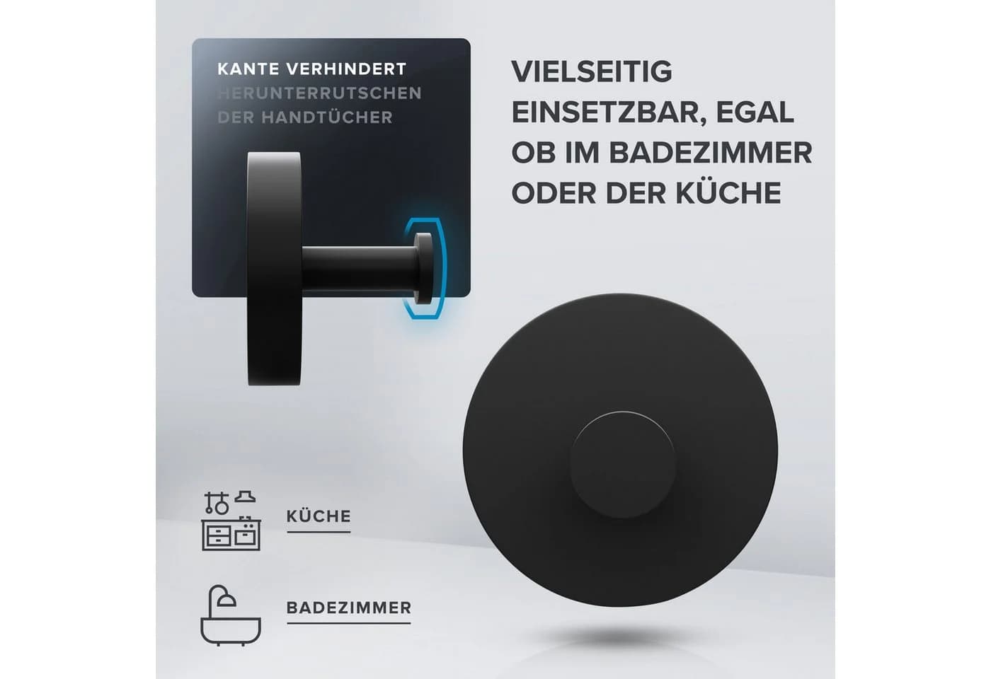 ovimar Handtuchhaken Danksoya Schwarz Edelstahl zum Bohren