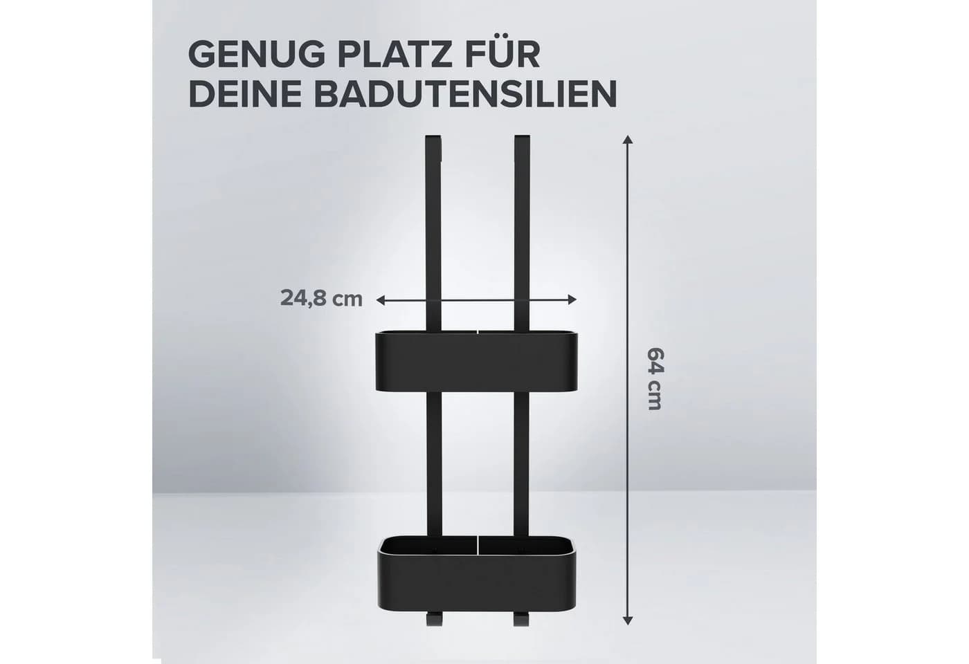 ovimar Duschregal Bleikoya 1-tlg. Edelstahl Schwarz zum Aufhängen - Bild 3